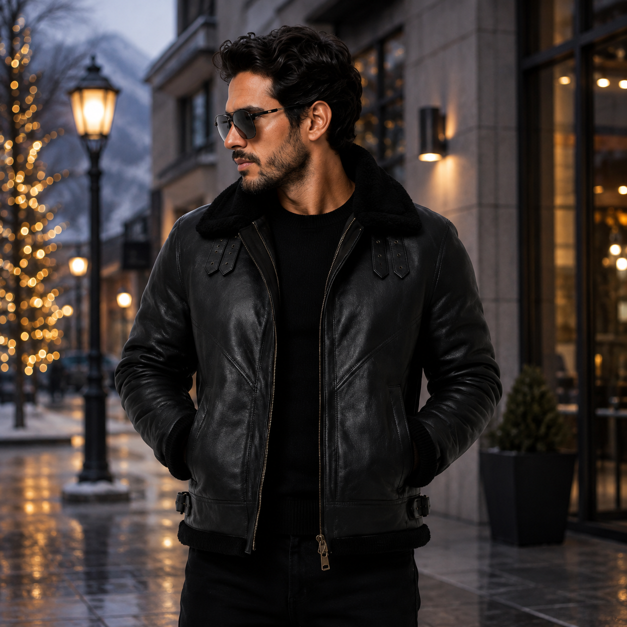 Men's Stealth Black Aviator Jacket