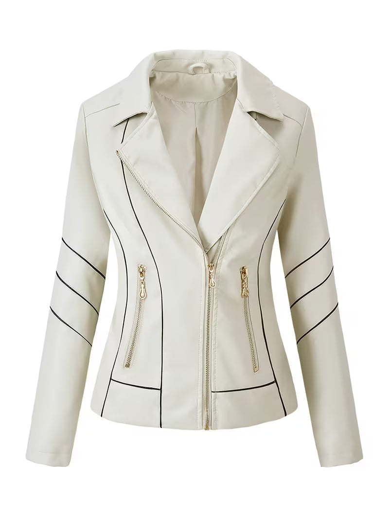Faux-Leather Asymmetric Biker Jacket