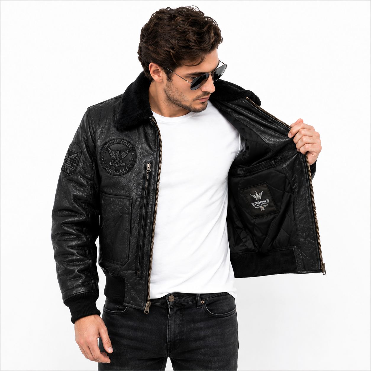 Men's Black Top Gun G-1 Flight Leather Jacket