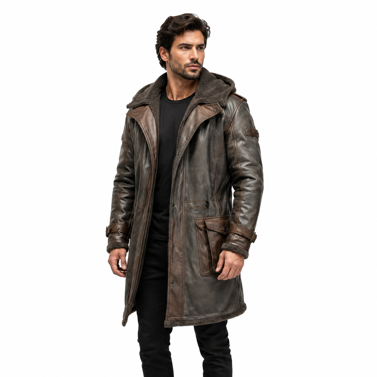 Shearling Leather Trench Coat