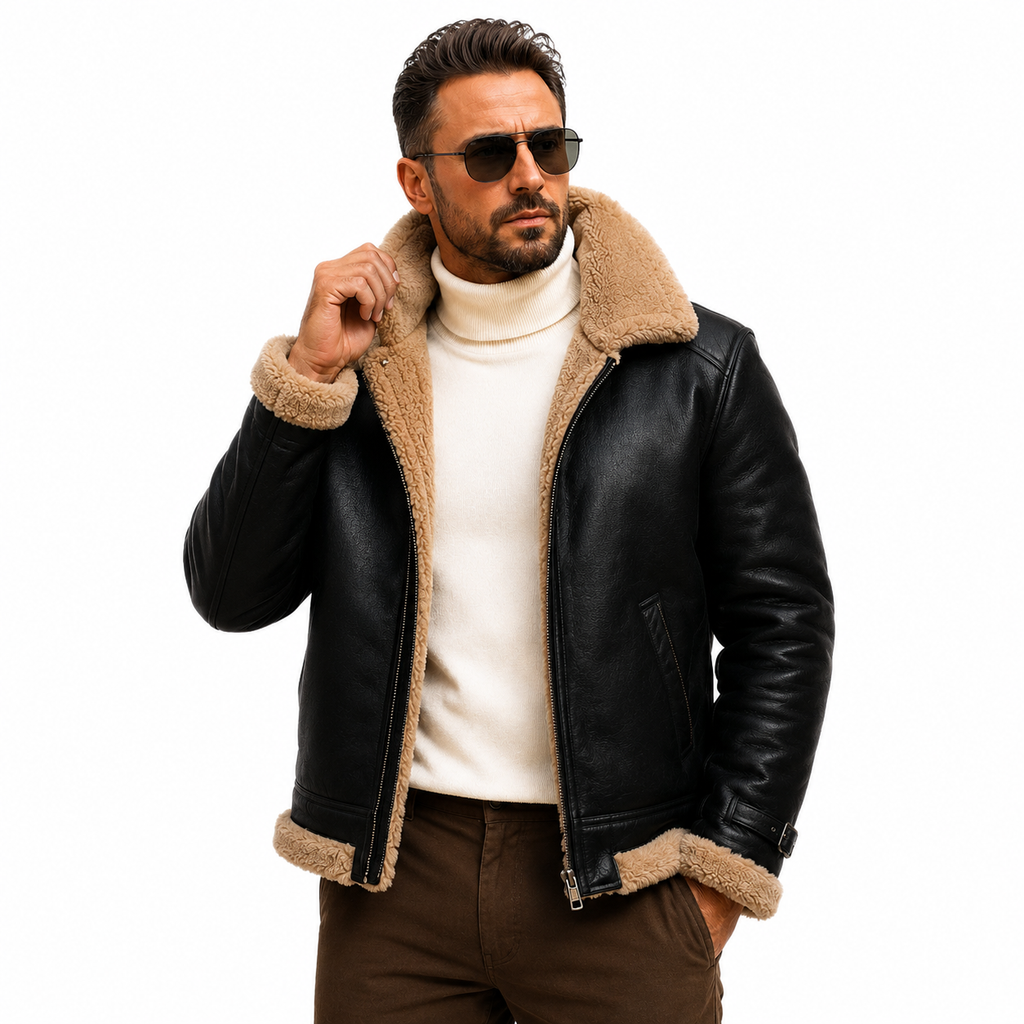 Men's Black & Tan B-3 Aviator Jacket