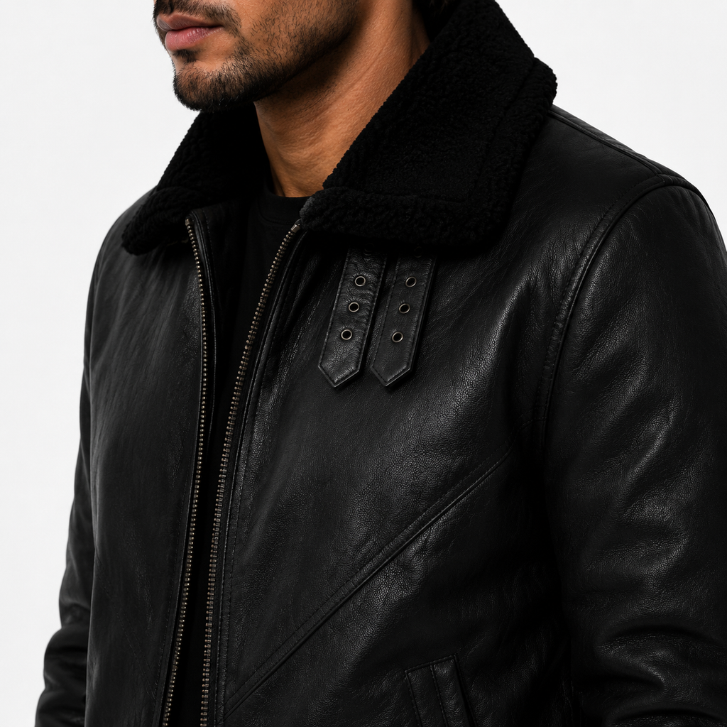 Men's Stealth Black Aviator Jacket