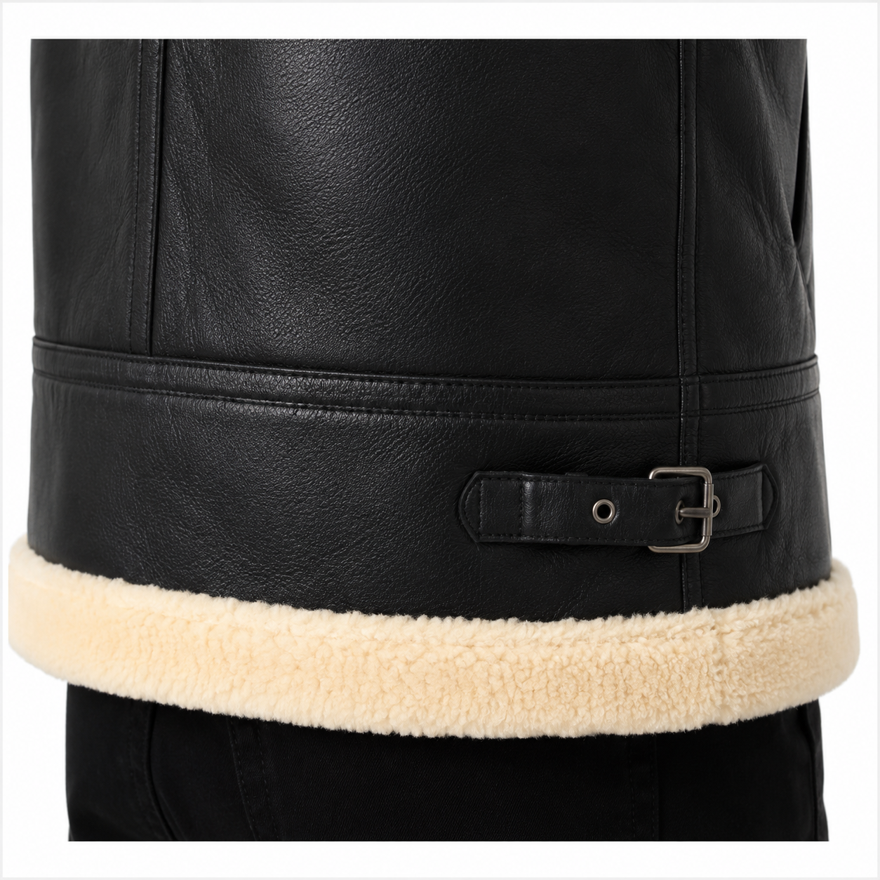 Men's Black Shearling Leather Aviator Vest