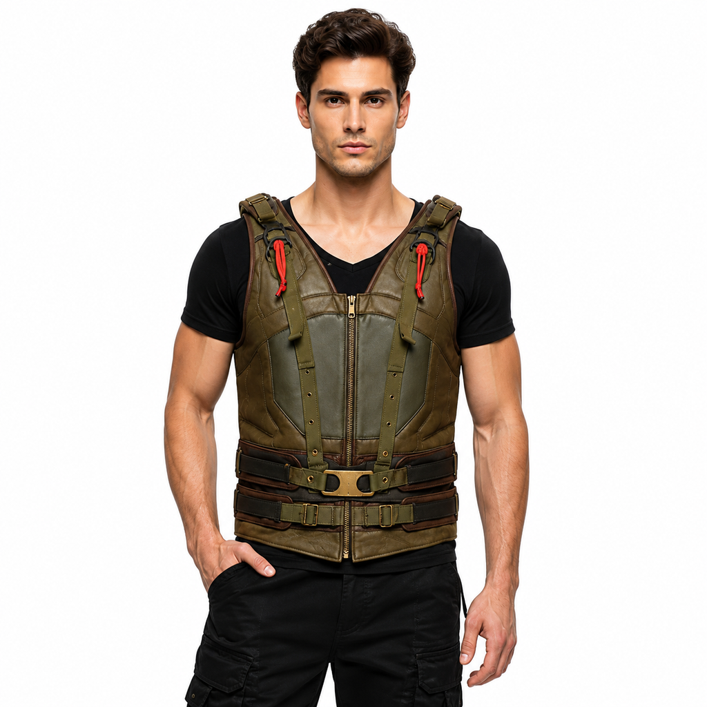 Men's Olive Utility Tactical Zip-Up Vest