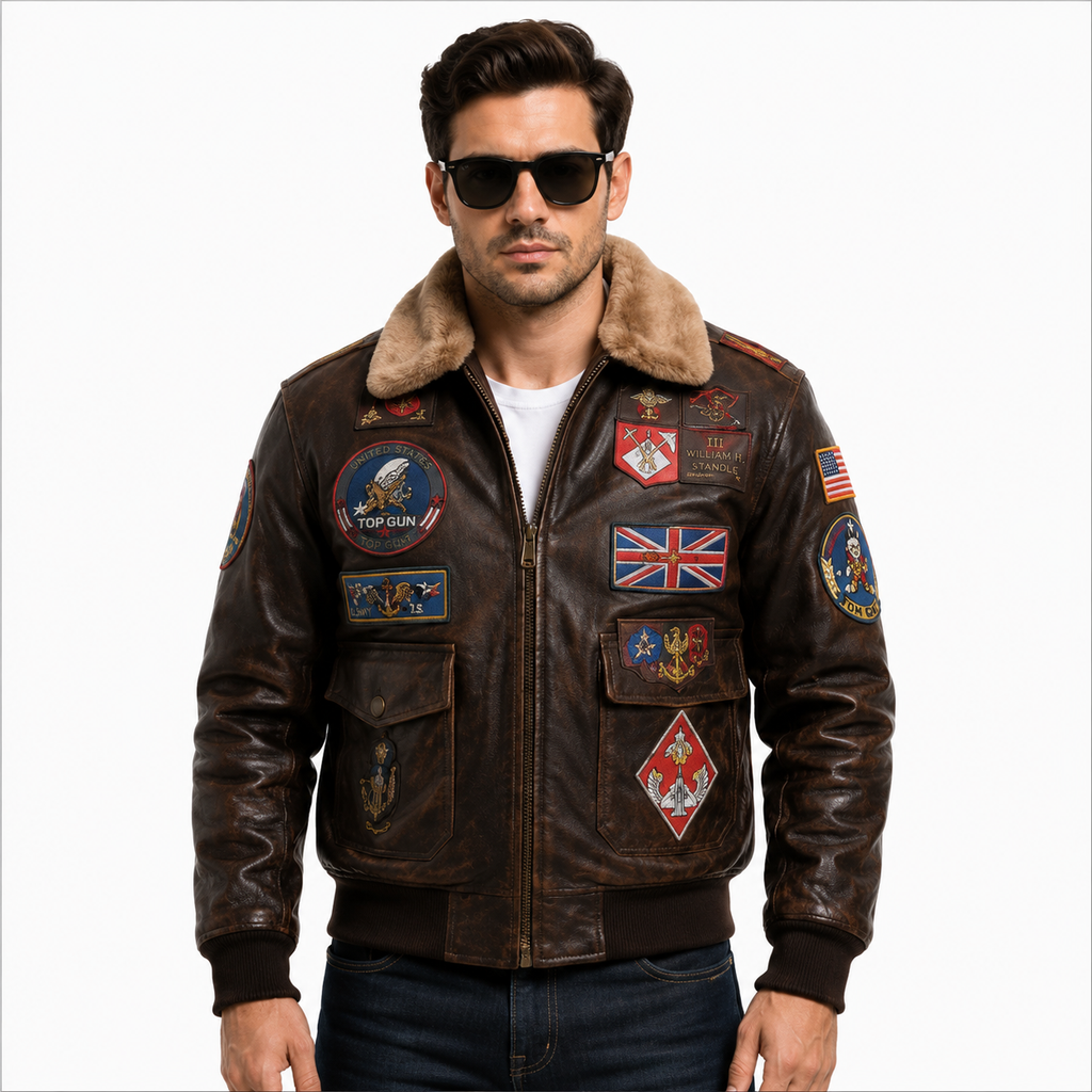 Men's Vintage Brown Top Gun G-1 Flight Leather Jacket
