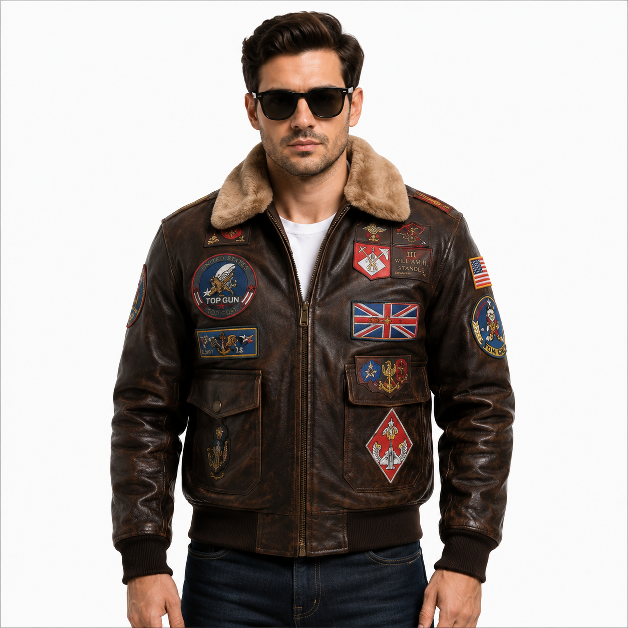 Men's Vintage Brown Top Gun G-1 Flight Leather Jacket