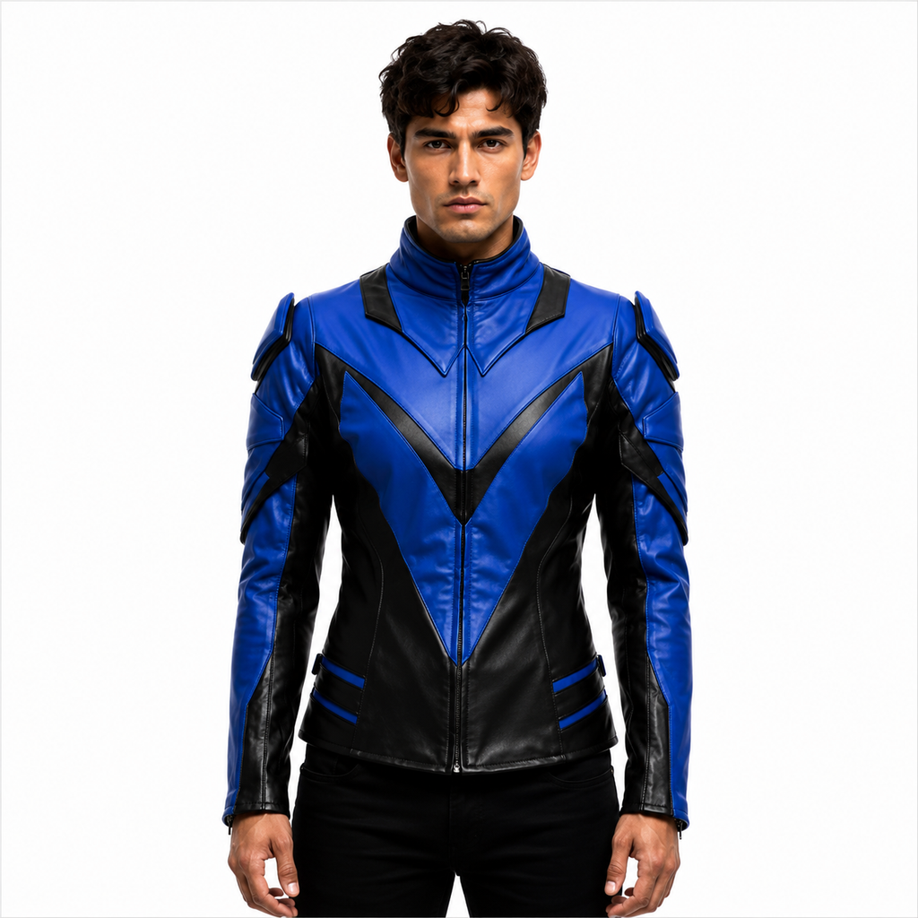  Blue Black Leather Jacket