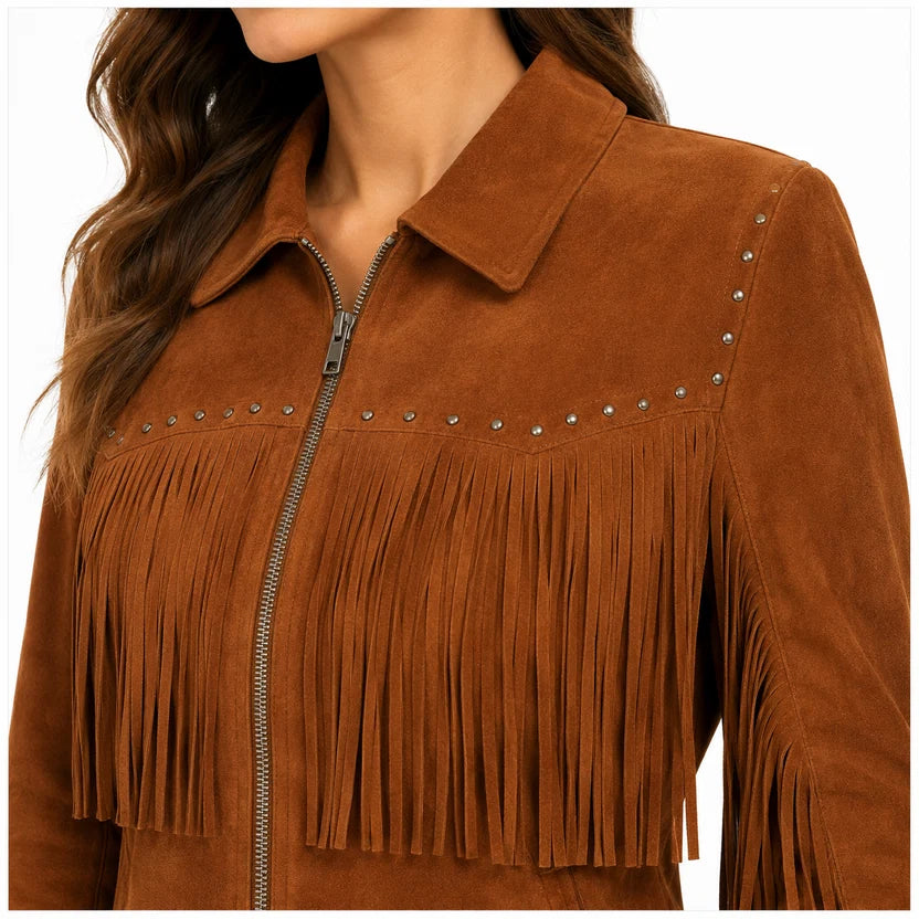 cognac brown suede jacket