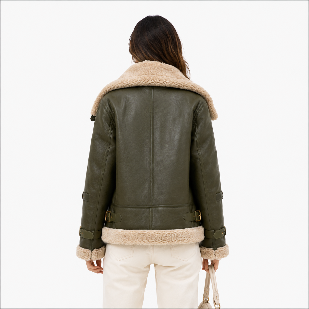 Velocite Oversized Leather Shearling Jacket