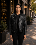 Rumy Black Leather Biker Jacket
