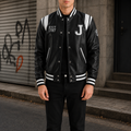 Liberte New Jersey Black Leather Varsity Jacket