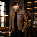 Men's Brown Premium Leather Biker Jacket