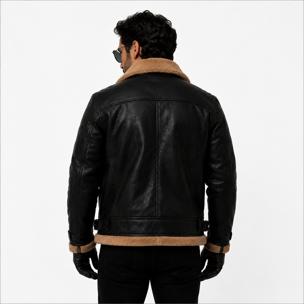 Men's Classic Black & Tan B-3 Aviator Jacket