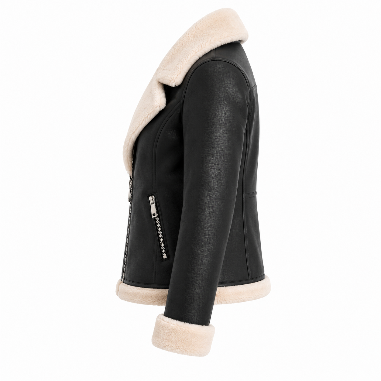 Women's Light Gray Faux Shearling Jacket