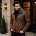 Men's brown leather jacket