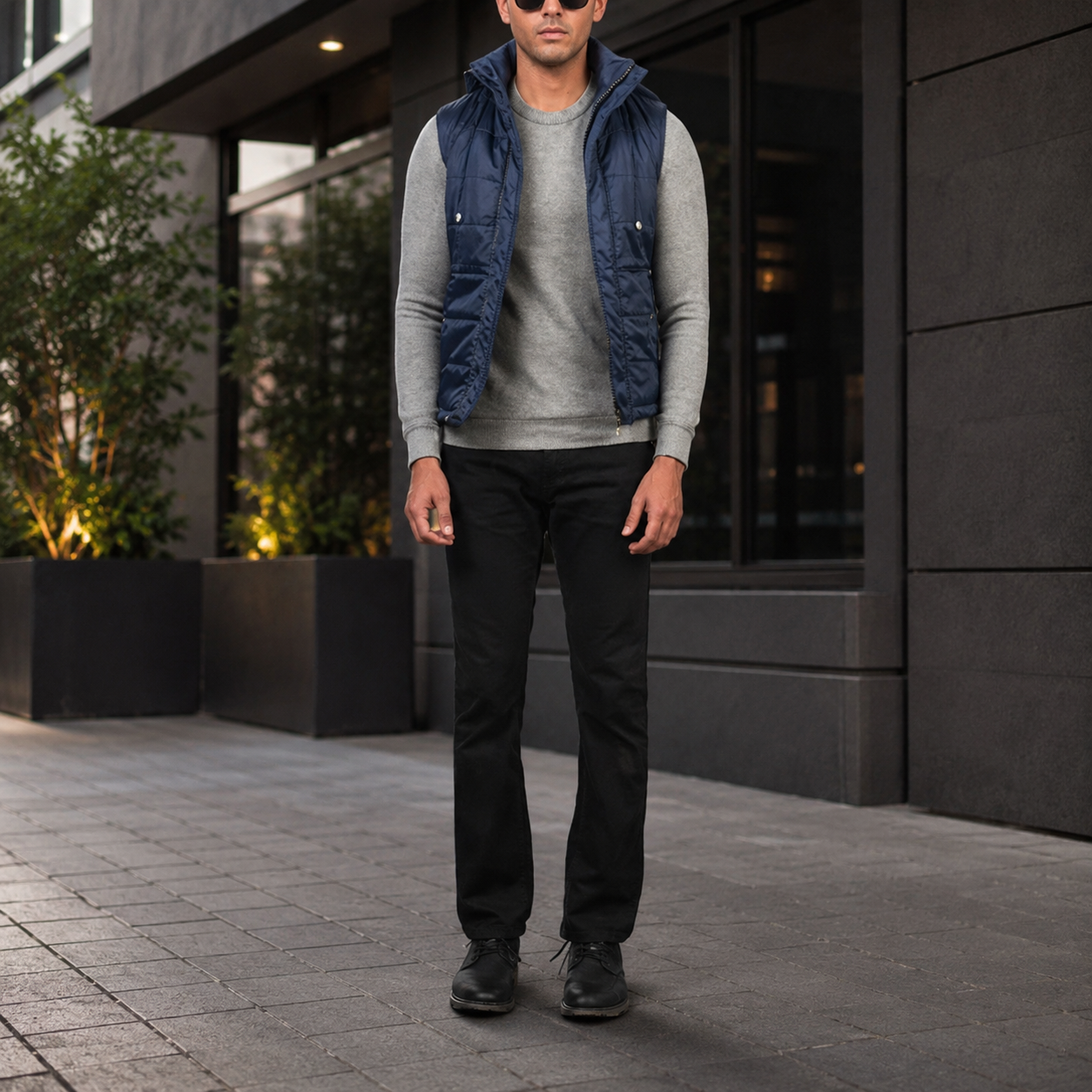 Fuston Blue Hooded Puffer Vest