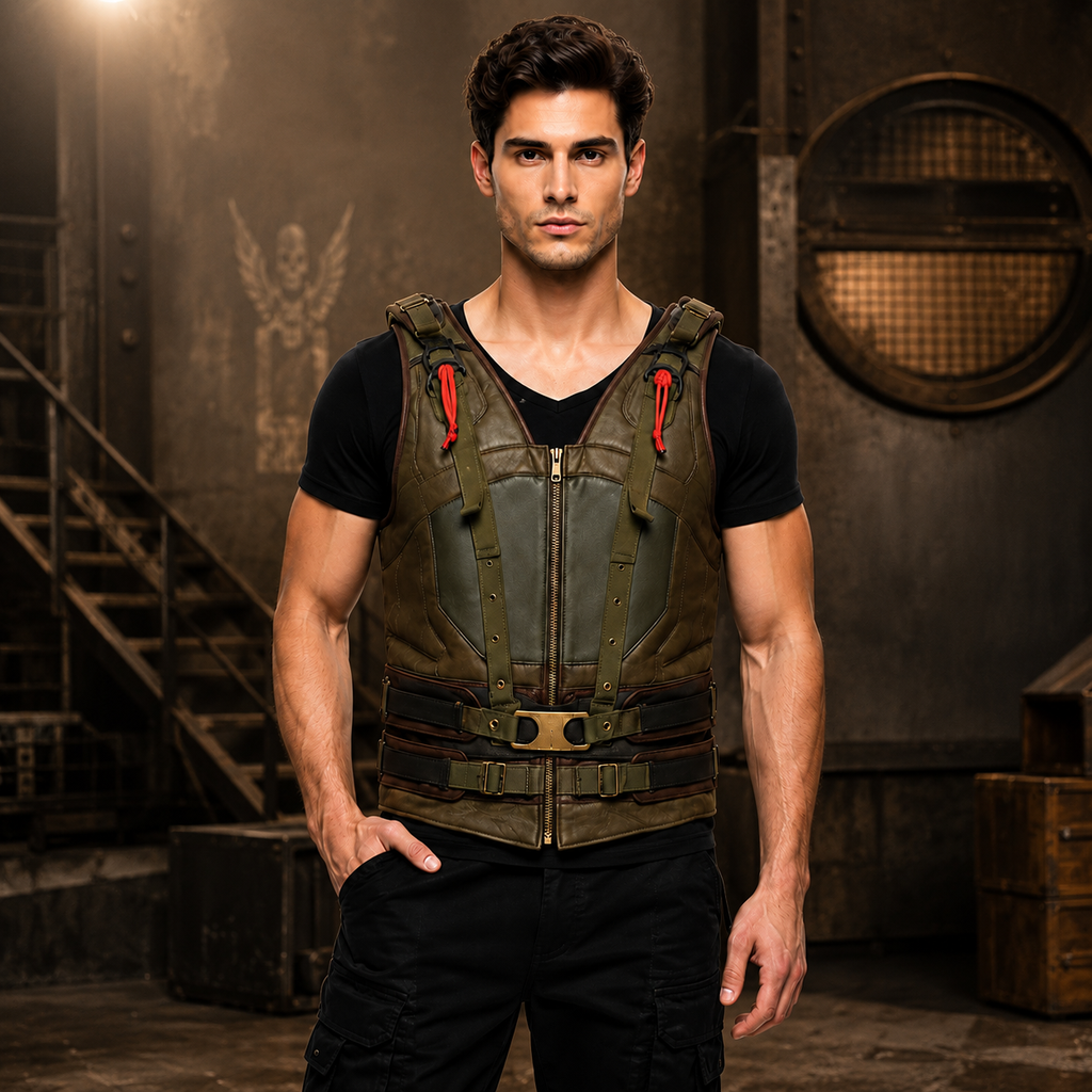 Men's Olive Utility Tactical Zip-Up Vest