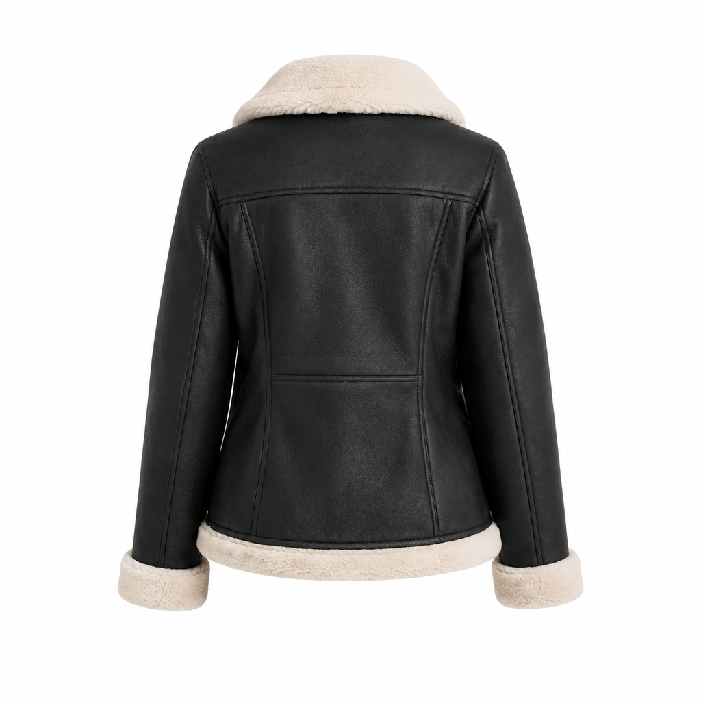 Women's Light Gray Faux Shearling Jacket