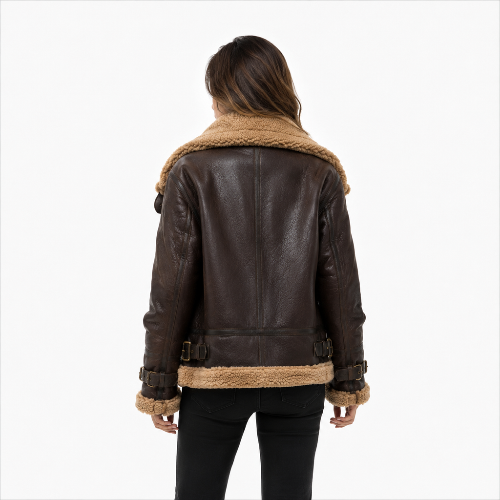 Velocite Oversized Leather Shearling Jacket