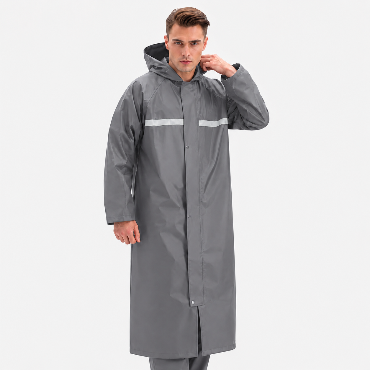 Men's Full-Length Hooded Raincoat