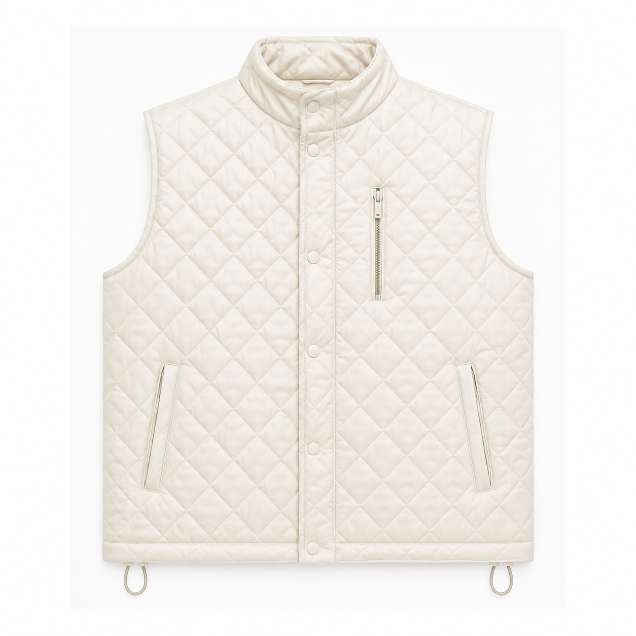 Men's cream or off-white diamond-quilted vest