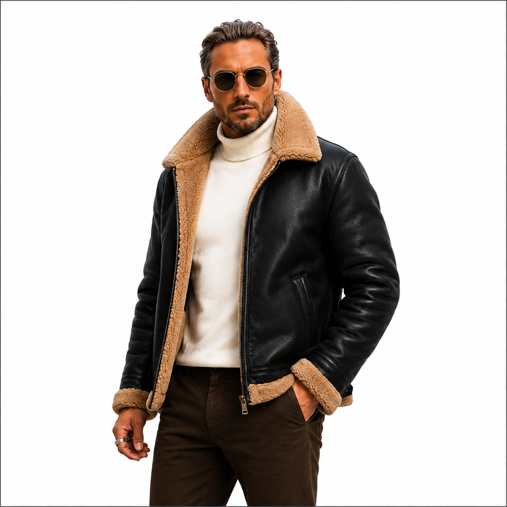 Men's Black & Tan B-3 Aviator Jacket