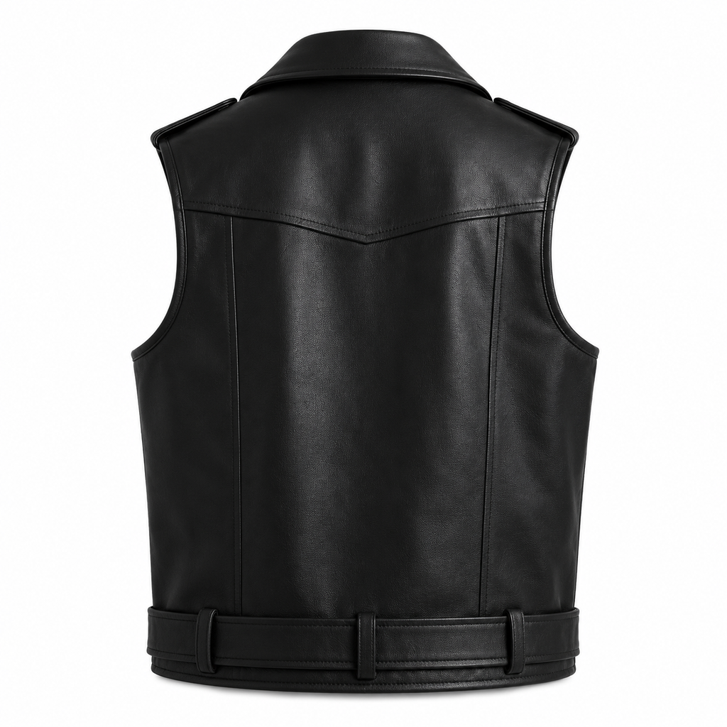 Women's Pink Leather Biker Vest