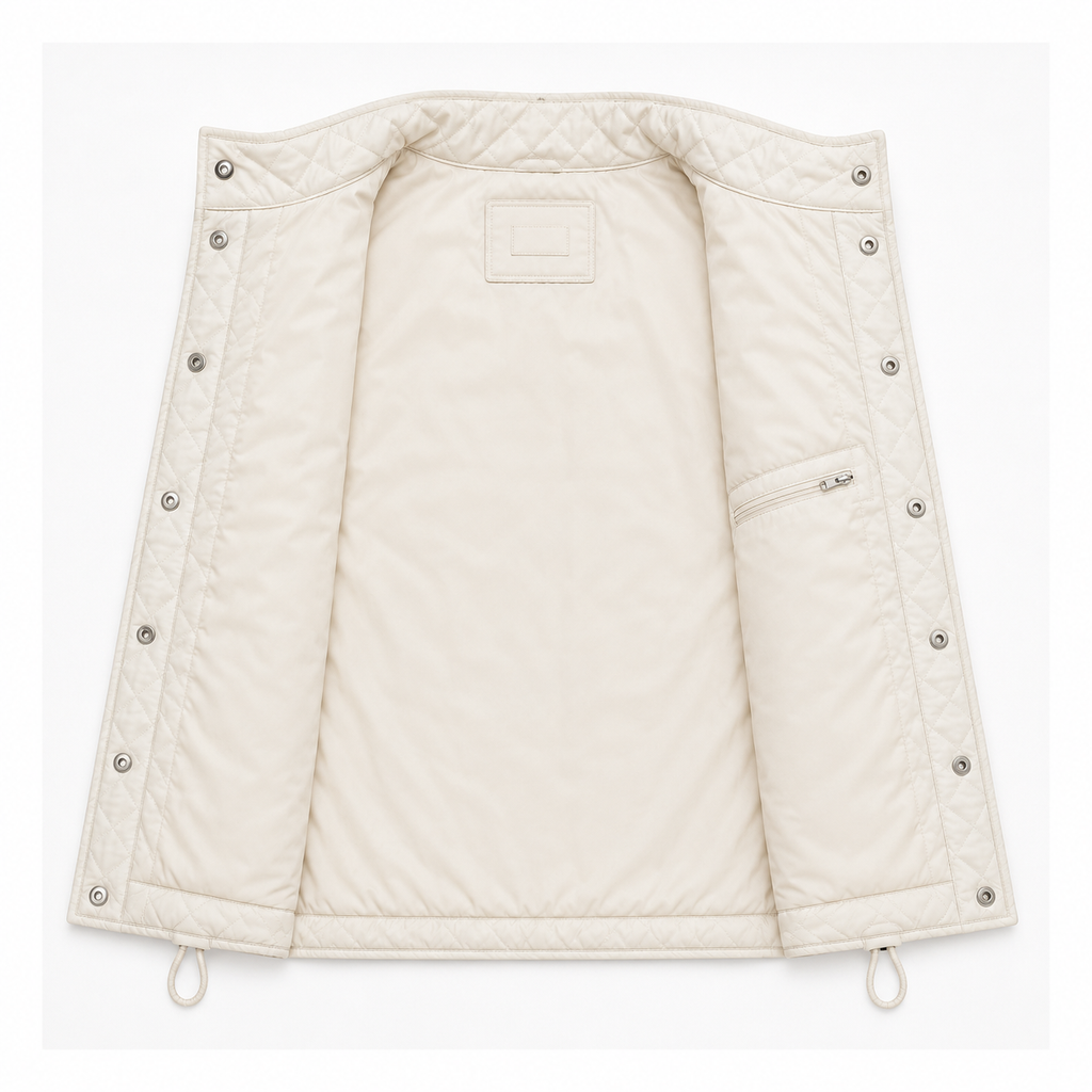 Men's cream or off-white diamond-quilted vest