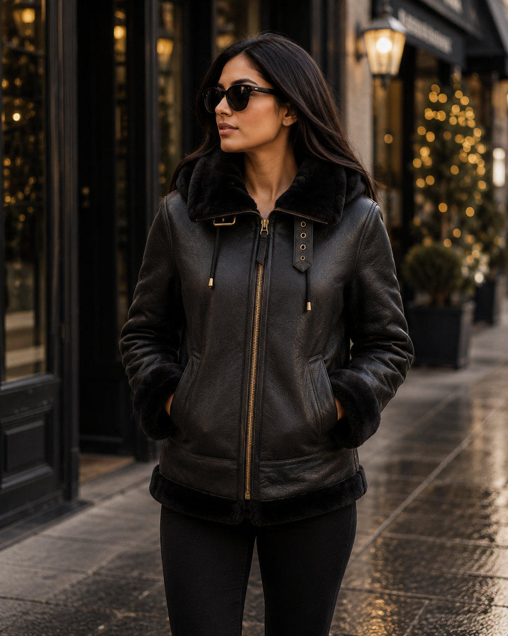 Women's Genuine Sheepskin B3 Bomber Jacket