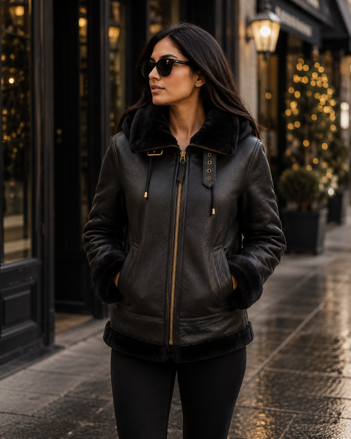 Women's Genuine Sheepskin B3 Bomber Jacket