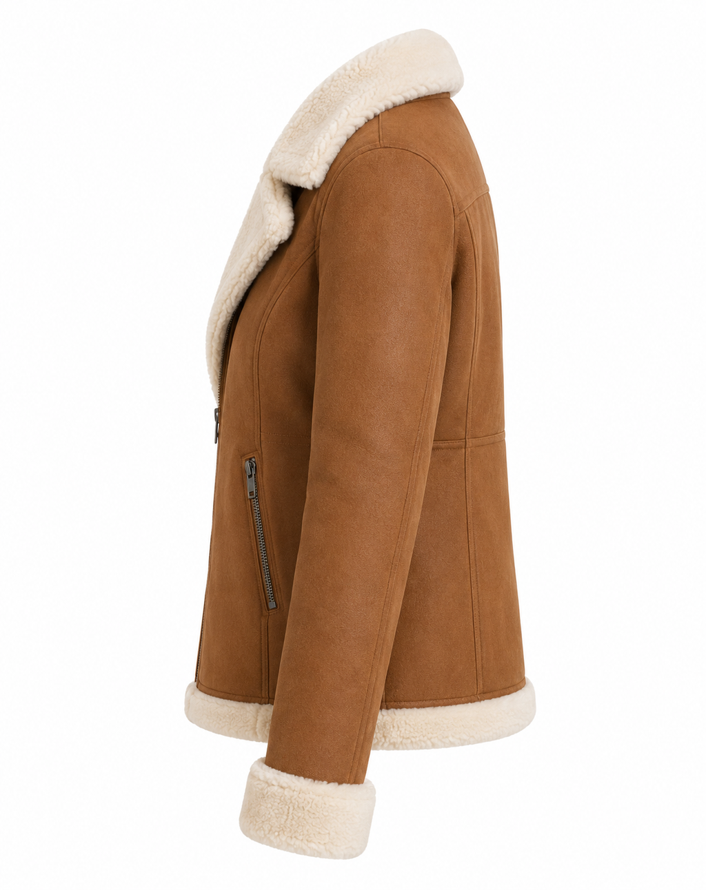 Women's Light Gray Faux Shearling Jacket