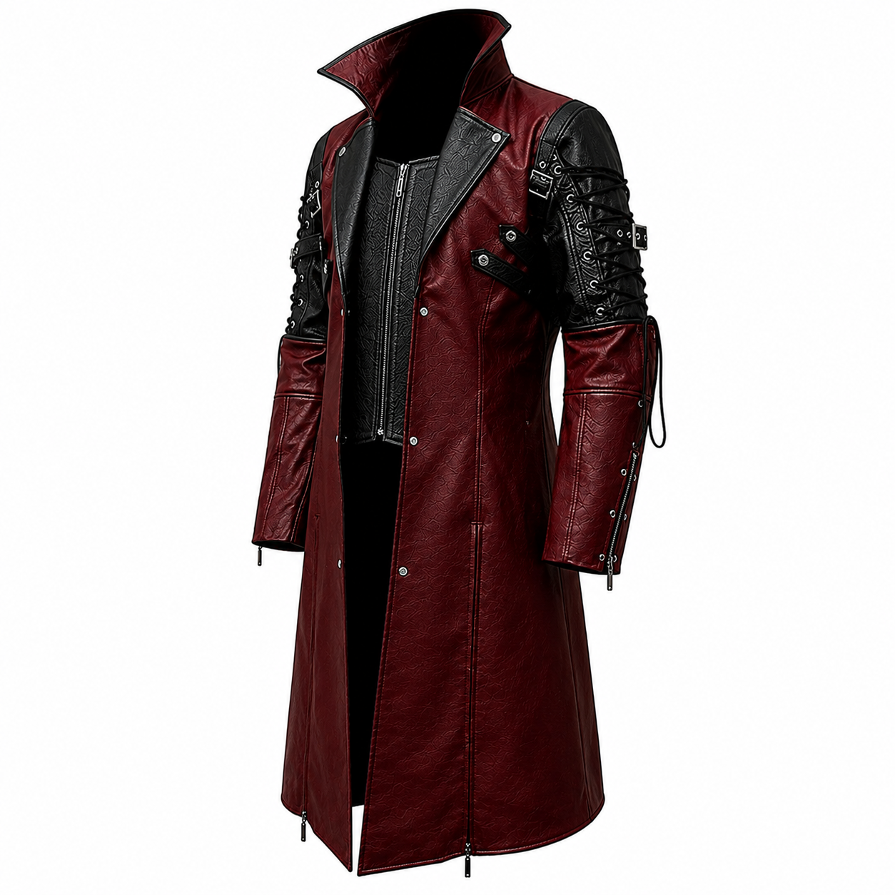 Gothic Leather Trench Coat