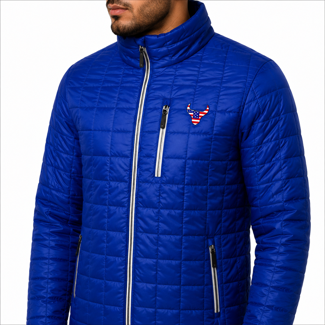 Men's Royal Blue Quilted Puffer Jacket 