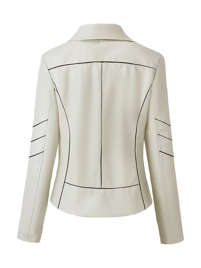 Faux-Leather Asymmetric Biker Jacket