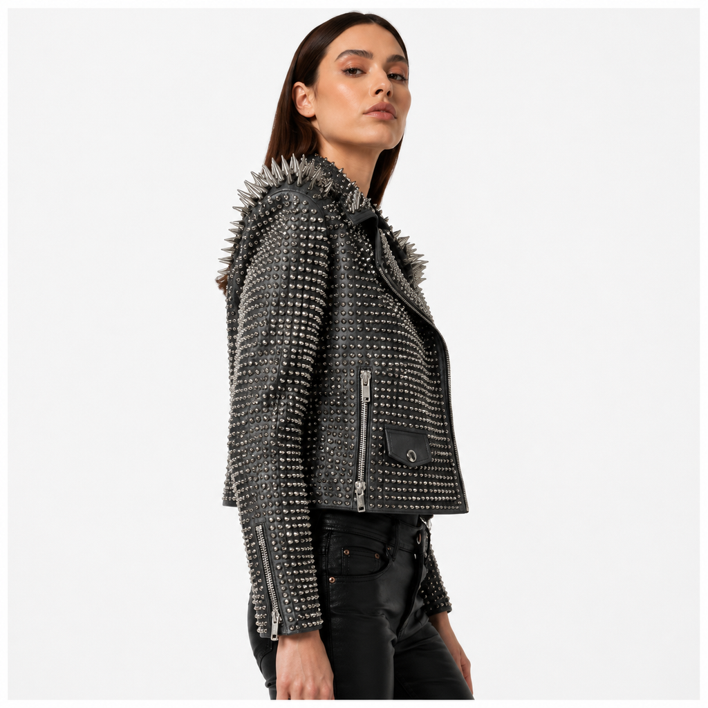 Heavy Metal Punk Rock Spiked Leather Jacket
