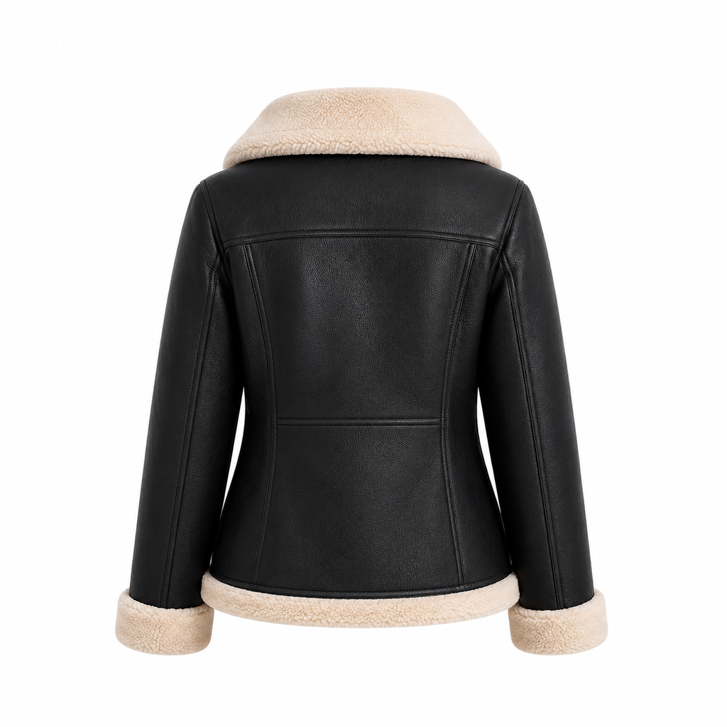 Women's Light Gray Faux Shearling Jacket
