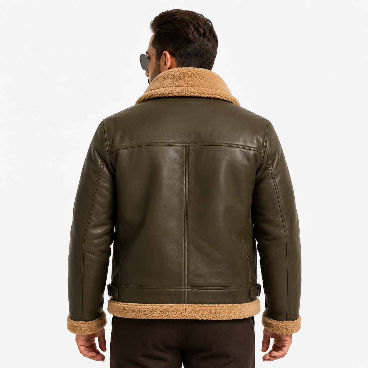 Men's Olive Brown Aviator Bomber Jacket