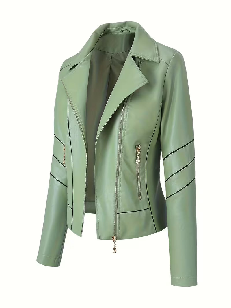 women's sage green moto jacket