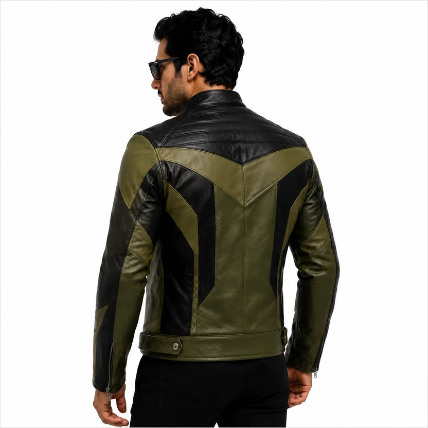 green and black sport biker jacket