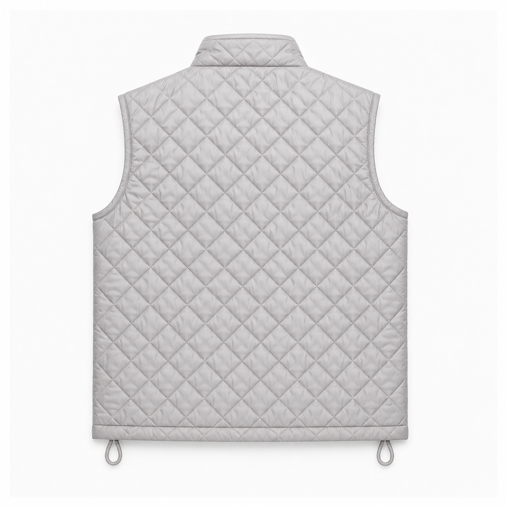 Men's cream or off-white diamond-quilted vest
