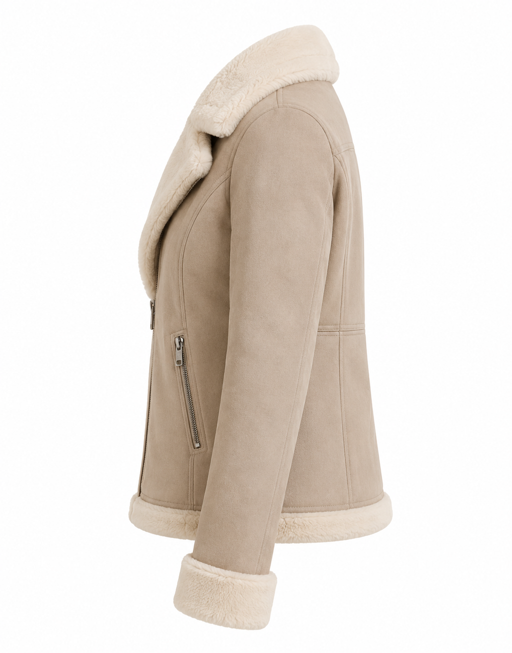 Women's Light Gray Faux Shearling Jacket