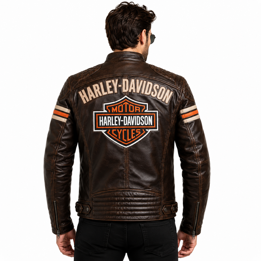 Men's Vintage Brown Leather Biker Jacket