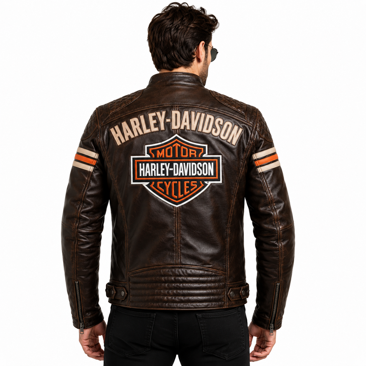 Men's Vintage Brown Leather Biker Jacket