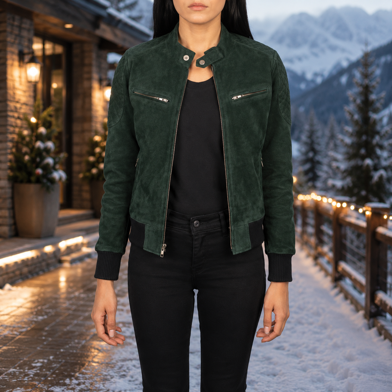 forest green suede jacket women