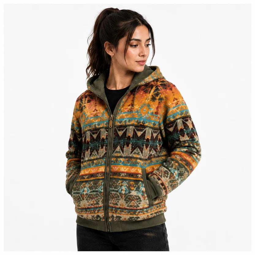 women's Yellowstone inspired aztec fleece jacket