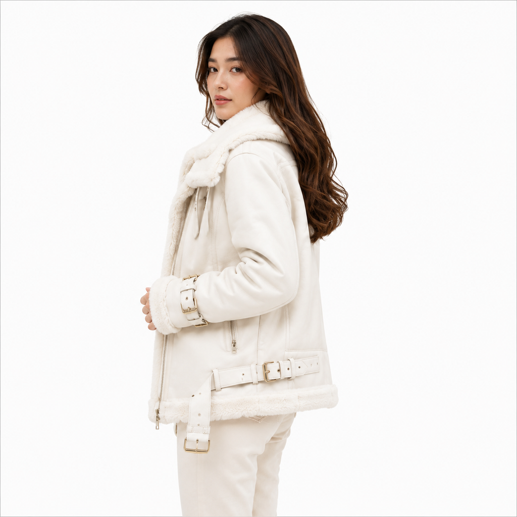 Velocite Oversized Leather Shearling Jacket