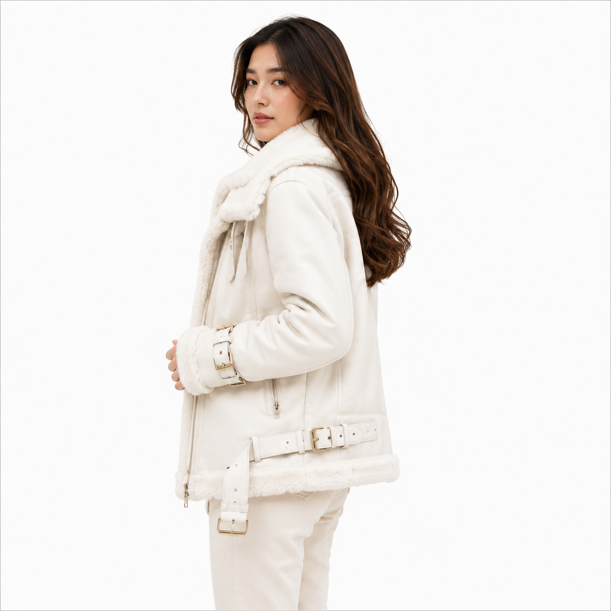 Velocite Oversized Leather Shearling Jacket