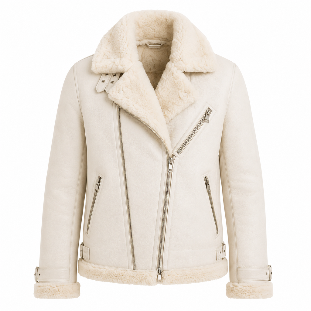 Women's Pink Shearling Aviator Jacket