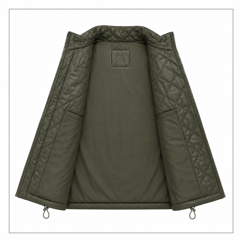 Men's cream or off-white diamond-quilted vest