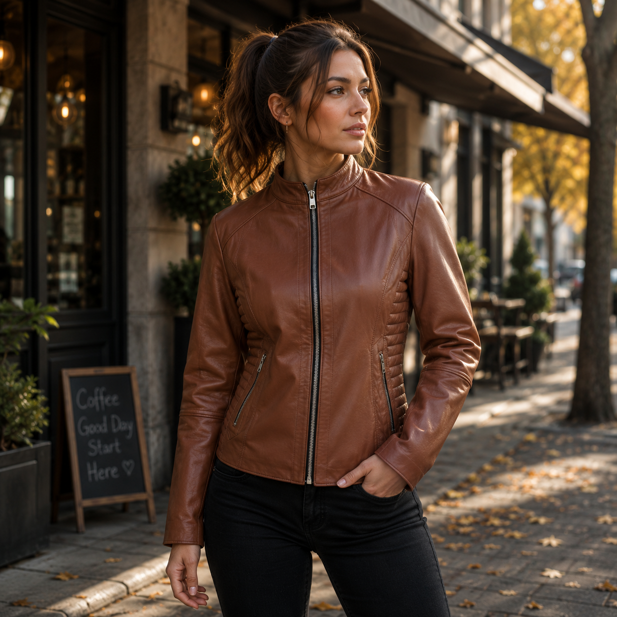Women's Brown Genuine Leather Jacket